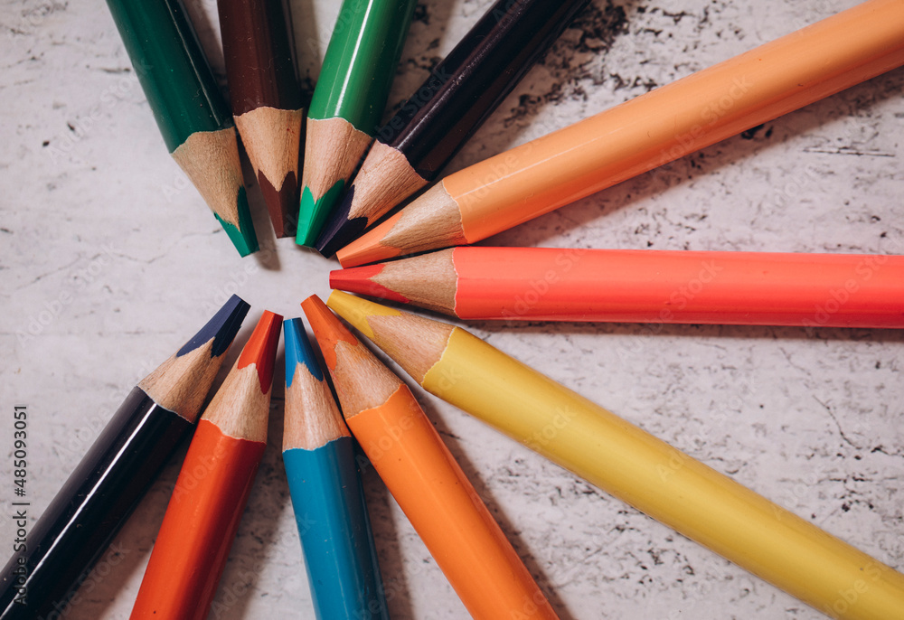 pencils on a white background