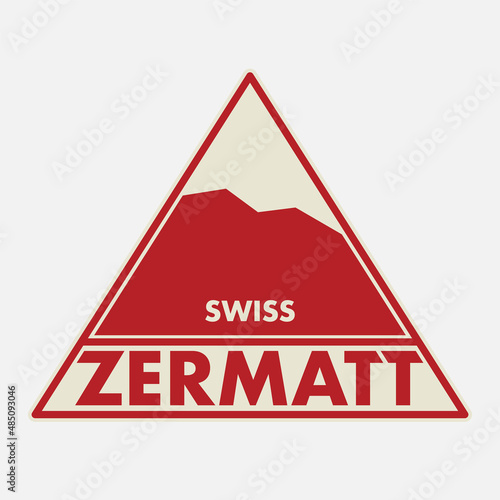 Emblem with the name of Zermatt, Switzerland