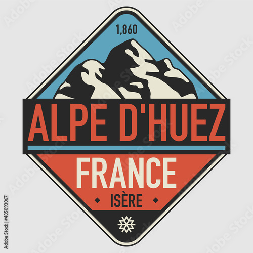 Emblem with the name of Alpe dHuez, France