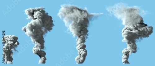 Billede på lærred 4 images of dense white smoke column as from volcano or big industrial explosion