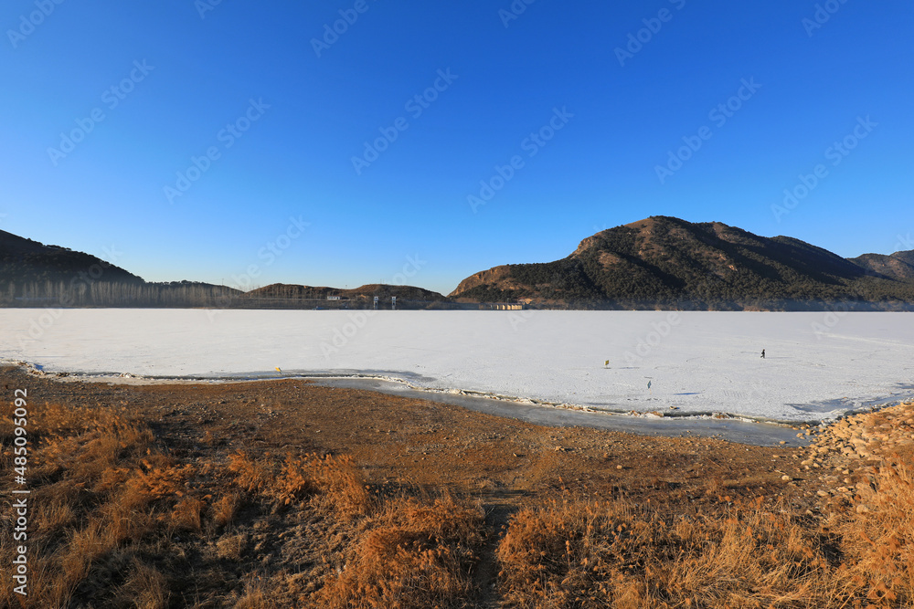 Winter mountain reservoir scenery, Zunhua City, Hebei Province, China