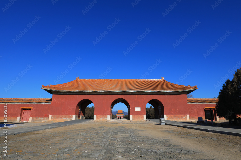 the Great Red Gate architectural landscape in the eastern Mausoleum of the Qing Dynasty, China the Great Red Gate architectural landscape in the eastern Mausoleum of the Qing Dynasty, China