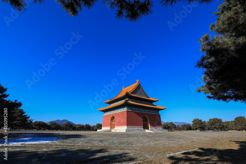 the great stele tower is in the East Tomb scenic spot of the Qing Dynasty, China