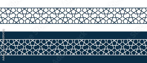 Set of borders of Islamic pattern for Ramadan greetings cards and templates. Vector illustration.