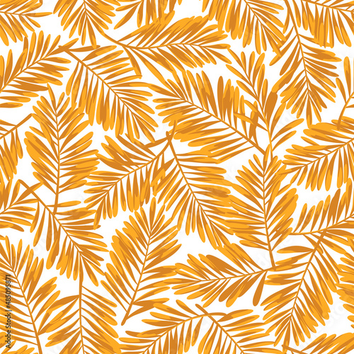 Seamless pattern of beautiful tropical plants,