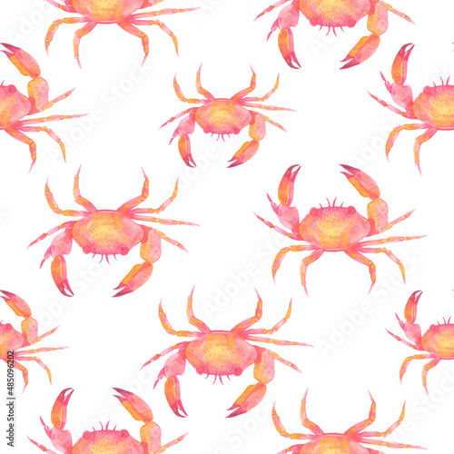 Watercolor under sea  seamless pattern. Colorful watercolor corals and shells. Textile print.