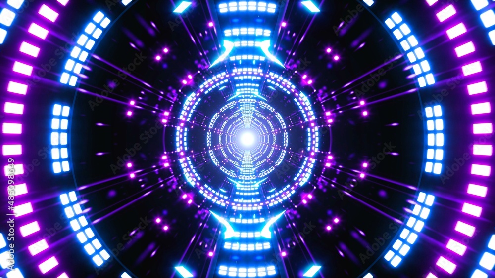 Fototapeta premium Flashing Neon Light Tunnel VJ Art
