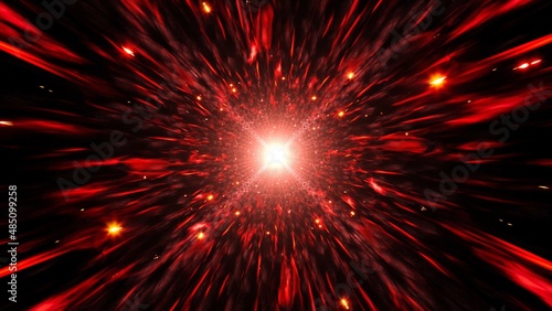 Sparkling Red Flare Light Streaks Tunnel