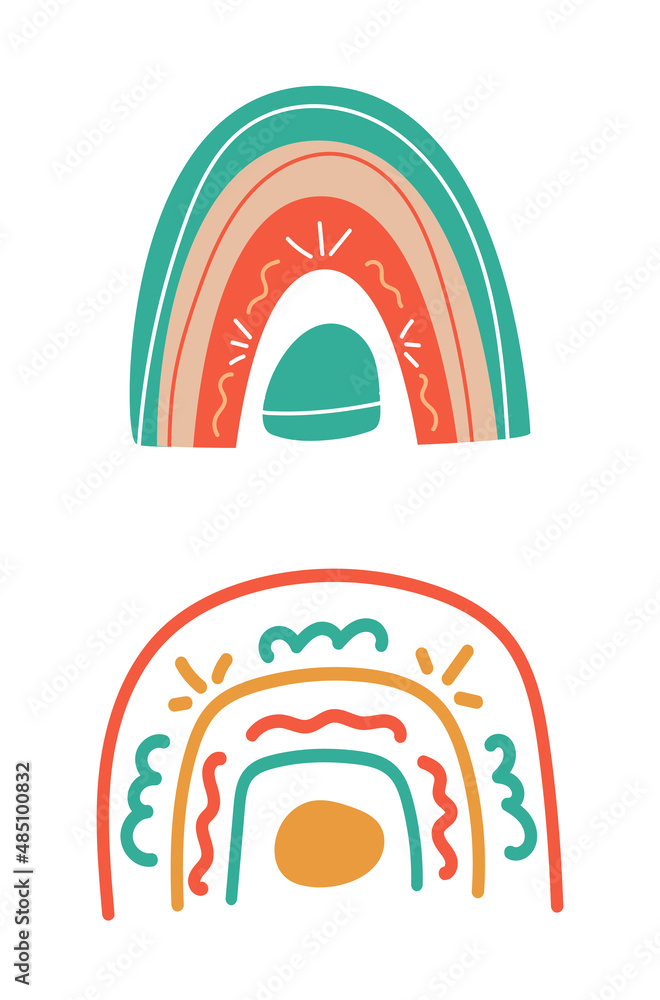 Rainbows set. Stilboho. Decor, elements for design. Rainbows on a white background. Simple, modern style. Vector graphics, isolated. Rainbows set. Stilboho. Decor, elements for design. Rainbows on a white background. Simple, modern style. Vector graphics, isolated.