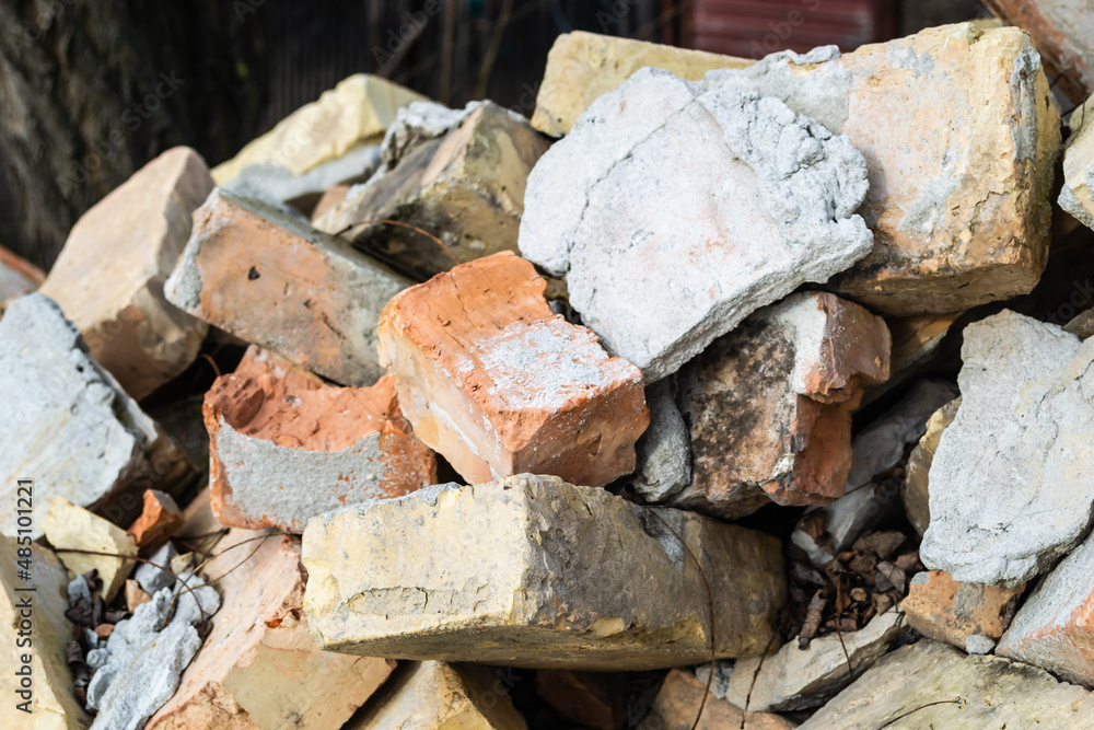 A pile of old bricks near the plot. A pile of old bricks near the plot.
