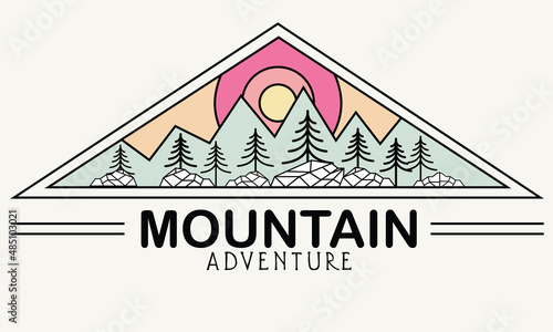 Mountain adventure graphic print design for t shirt, sticker, poster and others.