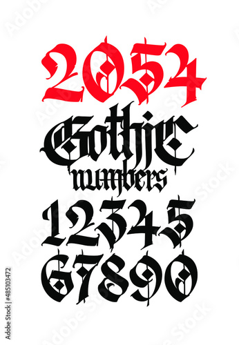 Figures in the Gothic style. Vector. Signs isolated on white background. Calligraphy and lettering. Medieval figures. Individual symbols. Elements for a tattoo. Design for fabric and packaging.