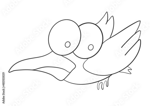 Cool bird. Сontour isolated on white background. Vector illustration