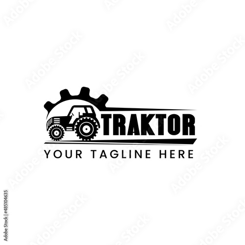 Agricultural tractor logo design sign or symbol of agricultural industry company. vector illustration