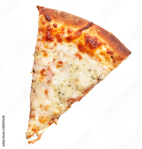  Slice of italian 4 cheese pizza over white isolated background photo