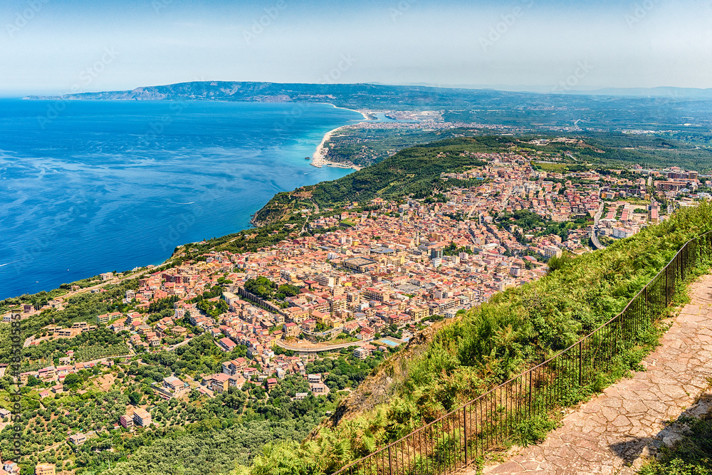 View of the town of Palmi from Mount Sant'Elia, Italy