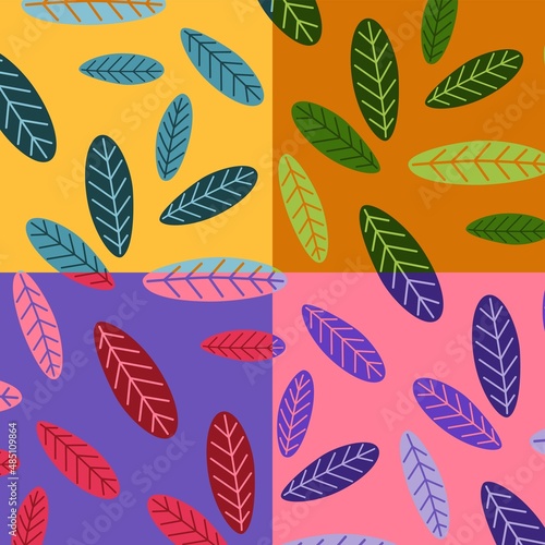 Simple Colorful Leaves Pattern, Vector, Illustration