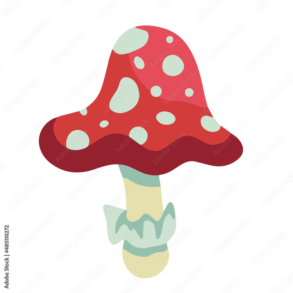 Fantastic magic mushroom. Flat. Decorative nature element. Isolated on a white background. Vector illustration Fantastic magic mushroom. Flat. Decorative nature element. Isolated on a white background. Vector illustration