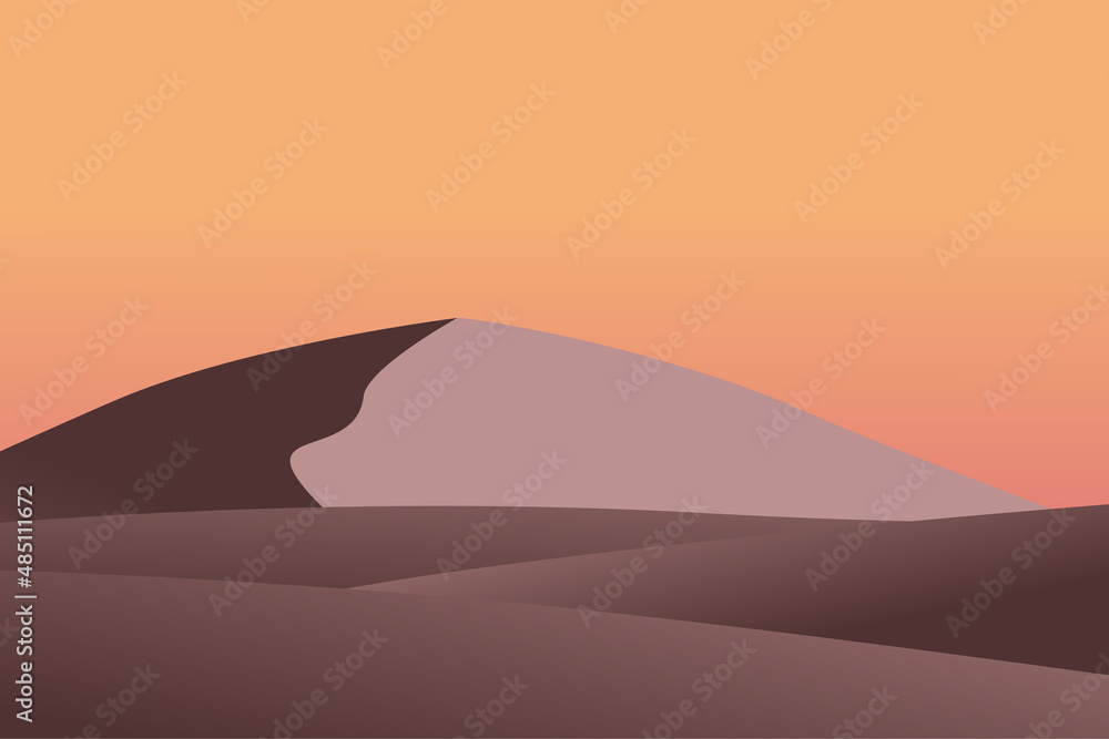 Vector, abstract desert background poster in minimalist style. East, Africa landscape modern style