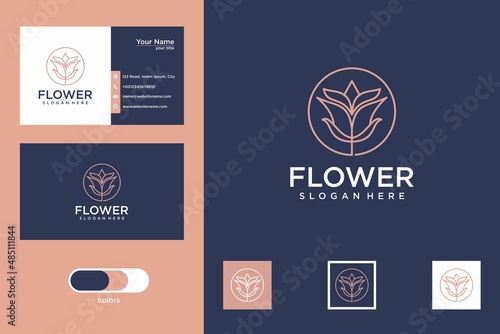 flower line art logo design template