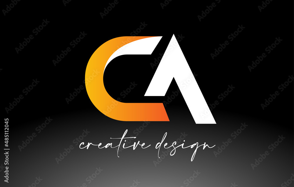 CA Letter Logo with White Golden Colors and Minimalist Design Icon Vector CA Letter Logo with White Golden Colors and Minimalist Design Icon Vector