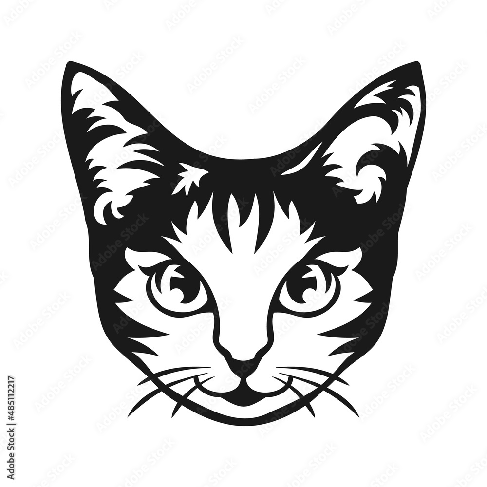 Obraz premium Face funny cat for cutting file. vector illustration 