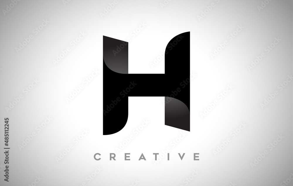 Obraz premium Black Letter H Logo Design with Minimalist Creative Look and soft Shaddow on Black background Vector