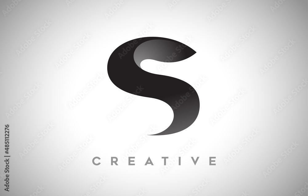 Black Letter S Logo Design with Minimalist Creative Look and soft Shaddow on Black background Vector Black Letter S Logo Design with Minimalist Creative Look and soft Shaddow on Black background Vector
