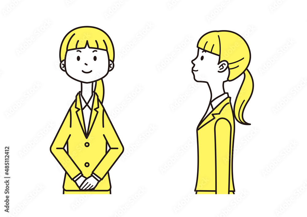 女性　スーツ　2色　直立