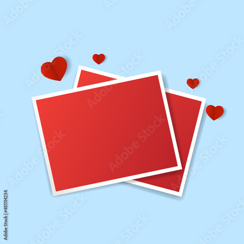 Valentine background with pink hearts. Paper style realistic valentines day card design. free space for text. copy space.