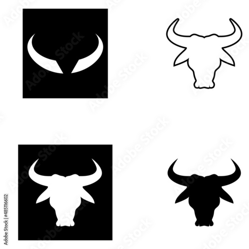 THE BULL HEAD AND HORN ICON LOGOS VECTOR DESIGN