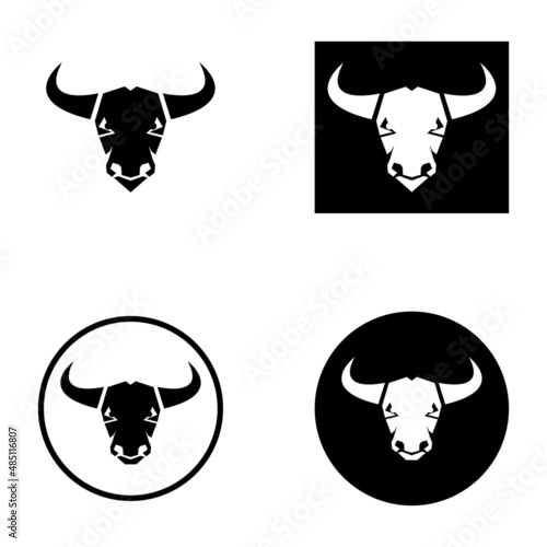 THE BULL HEAD AND HORN ICON LOGOS VECTOR DESIGN