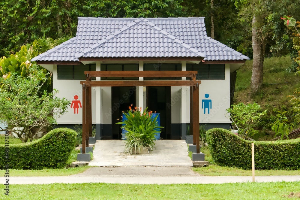 Toilet house in a green tropical park of Kuala Lumpur, Malaysia