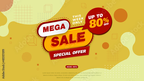 Sale banner template design with geometric background , Big sale special offer up to 80% off. Super Sale, end of season special offer banner. vector illustration.