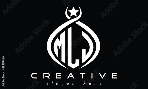 MLJ three letters monogram curved initial logo design, geometric oval minimalist modern logo, vector template photo