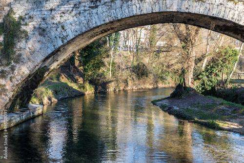 Ponte di San Francesco, Subiaco, Italy  medieval bridge over river photo