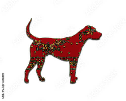 Dog Pet symbol Indian Red Sari Saree icon logo illustration