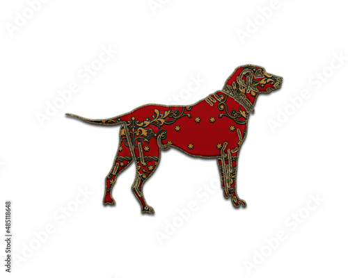 Dog Pet Animal symbol Indian Red Sari Saree icon logo illustration