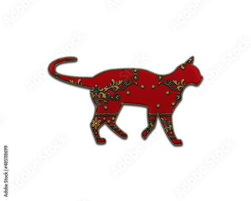 Cat Animal symbol Indian Red Sari Saree icon logo illustration