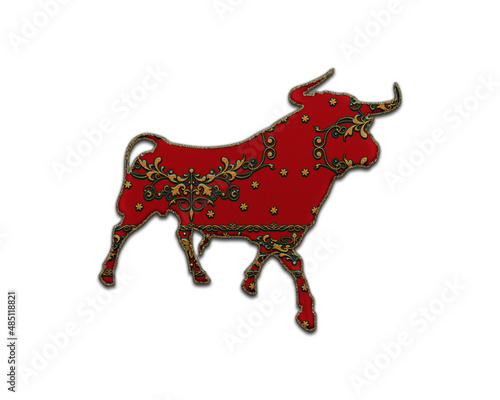 Bull Cow Bullish symbol Indian Red Sari Saree icon logo illustration © SunFrot