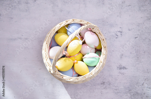 Photography easter eggs in a basket