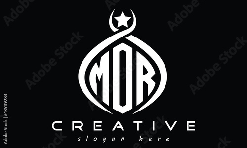 MOR three letters monogram curved initial logo design, geometric oval minimalist modern logo, vector template