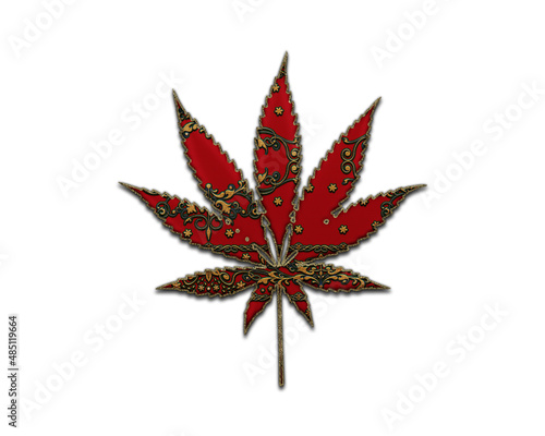 Marijuana Cannabis Pot symbol Indian Red Sari Saree icon logo illustration