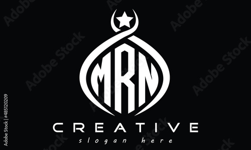 MRN three letters monogram curved initial logo design, geometric oval minimalist modern logo, vector template photo