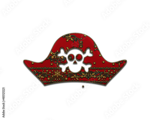 Pirate Skull bones hat symbol Indian Red Sari Saree icon logo illustration