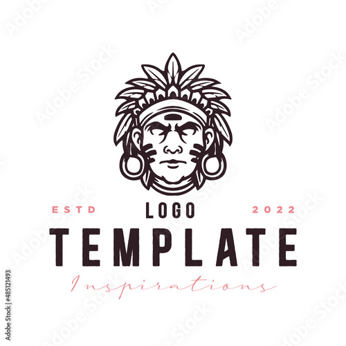 indian chief head vector isolated.