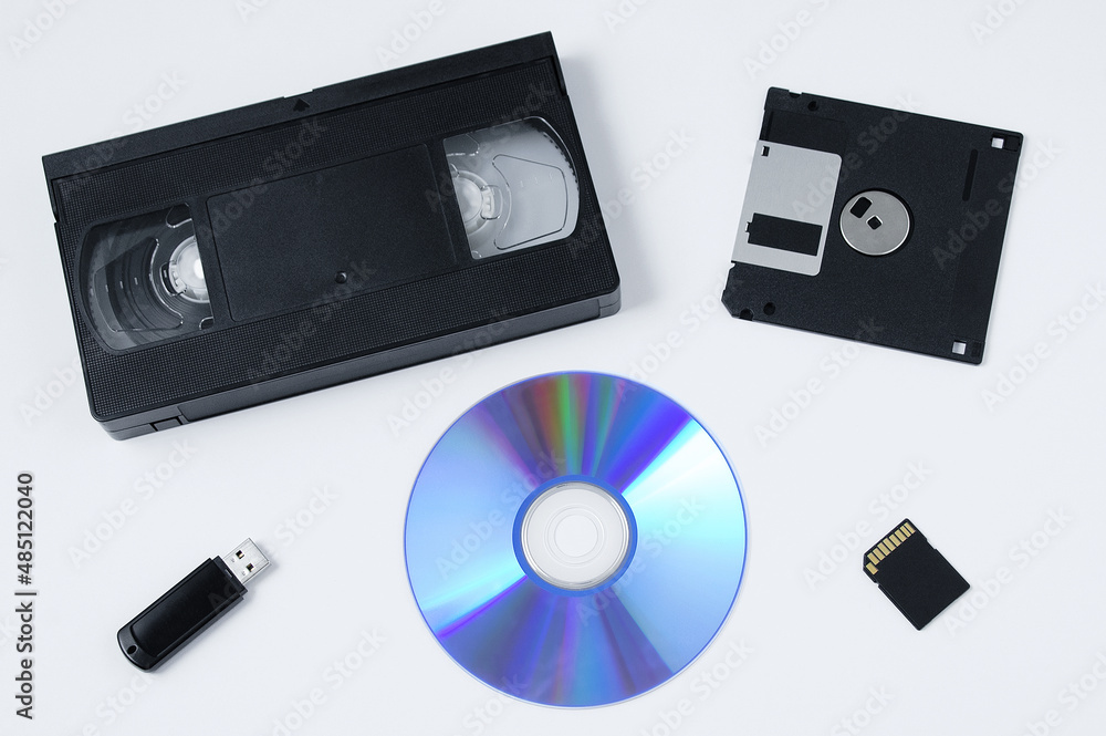 Information carriers. Flash drive, microchip, compact disk, floppy disks. Information carriers. Flash drive, microchip, compact disk, floppy disks.