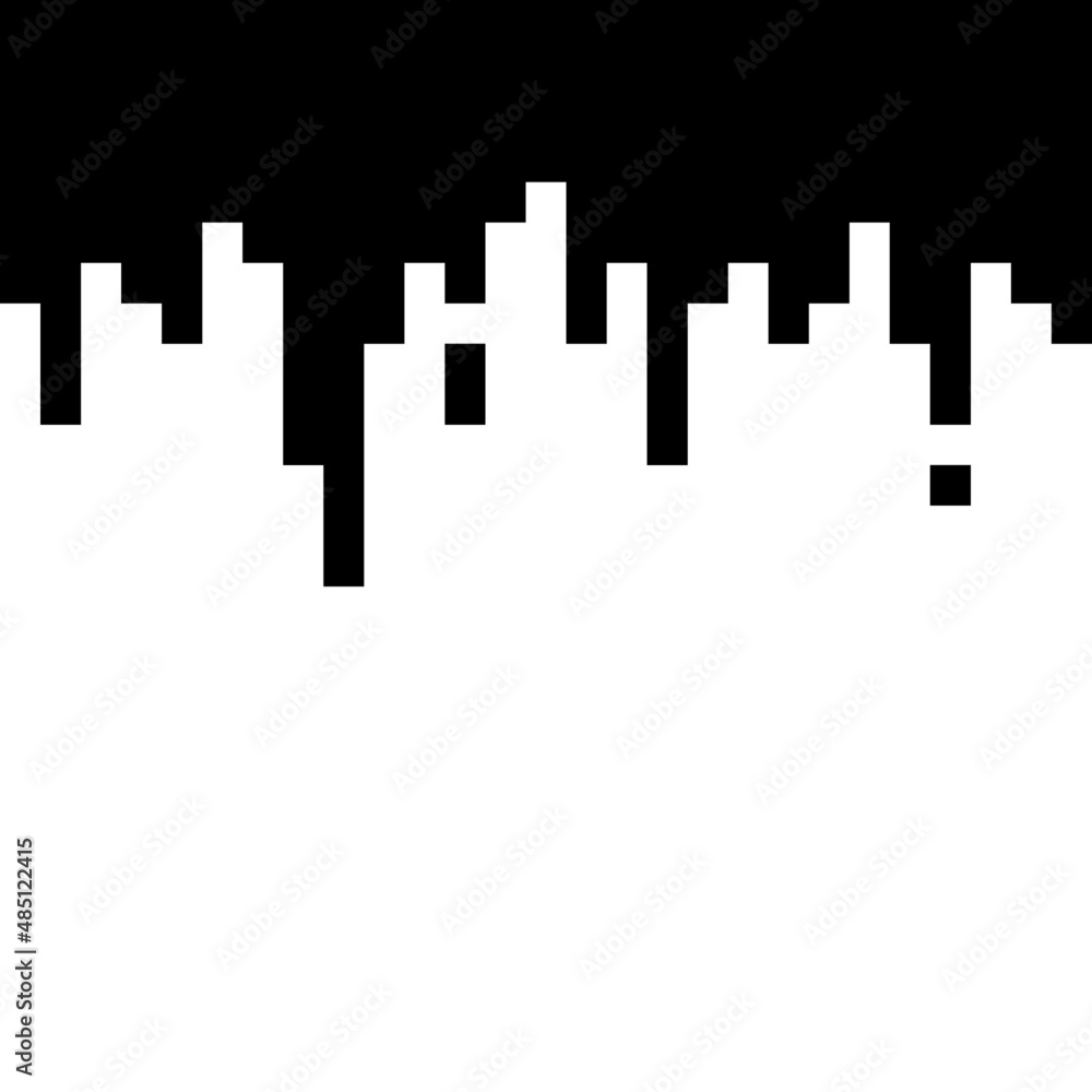 Dripping paint in a pixelated design. Illustration of flowing black paint. Dripping paint in a pixelated design. Illustration of flowing black paint.