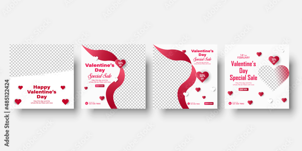 Valentines Day Social Media Posts design template Valentines Day Social Media Posts design template