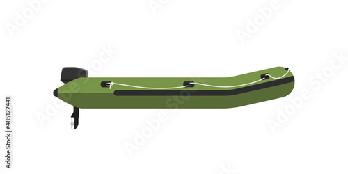 Obraz na płótnie Inflatable green boat in flat style